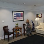 Patient in reception area at Dr. Falvey's practice
