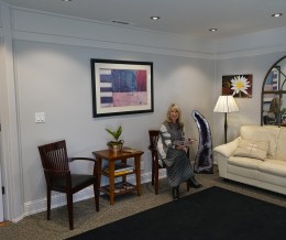 Patient in reception area at Dr. Falvey's practice